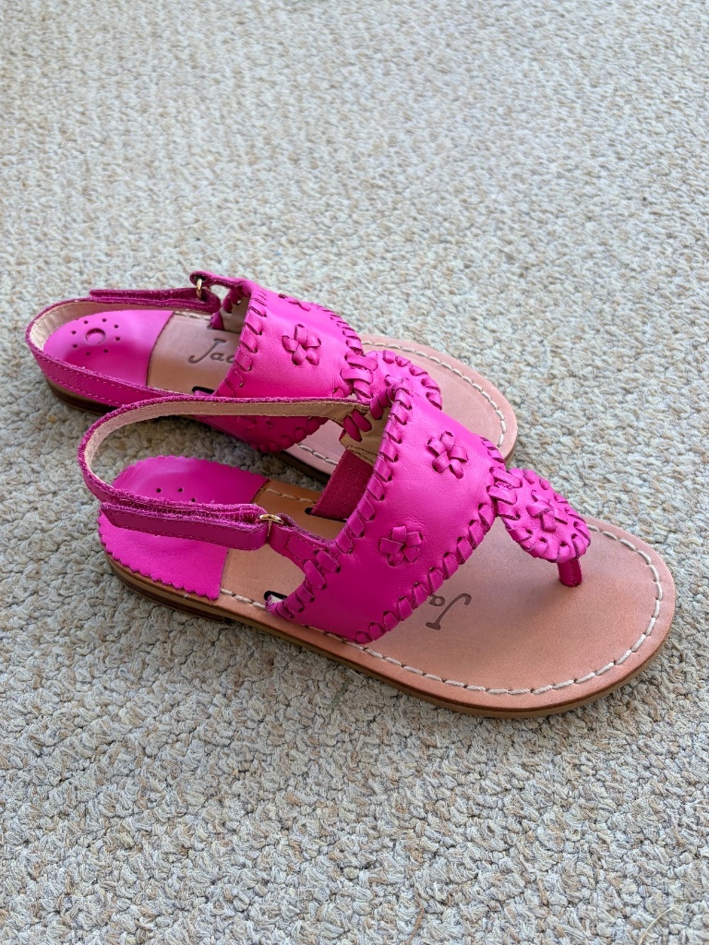 🌺 GIRLS Jack Rogers Pink Leather Sandals Size 12🌺